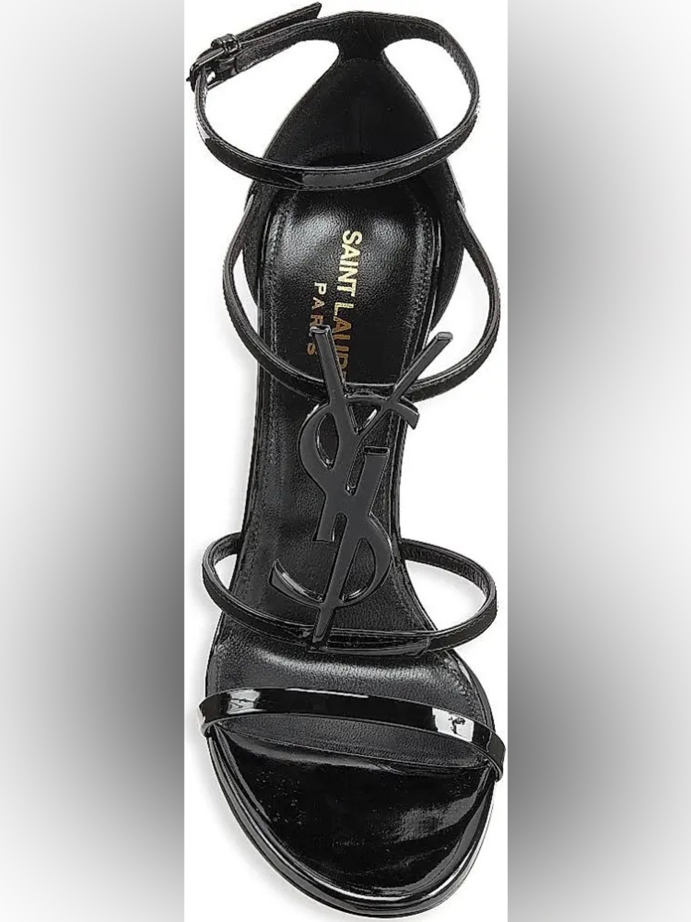 Saint Laurent Black Patent Ankle-Strap Cassandra Heels - Picture 3 of 8